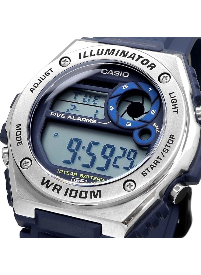كاسيو Digital Men’s Watch MWD-100H-2AVDF, 51.8mm Blue Dial, Blue Resin Band, 100 m WR - Image 2